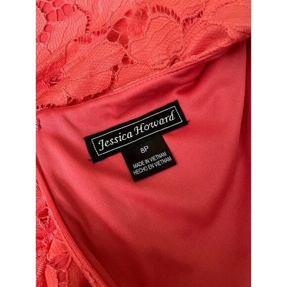 Jessica Howard Lace Coral Shift Dress A-line Women's Size 8P - Picture 6 of 11